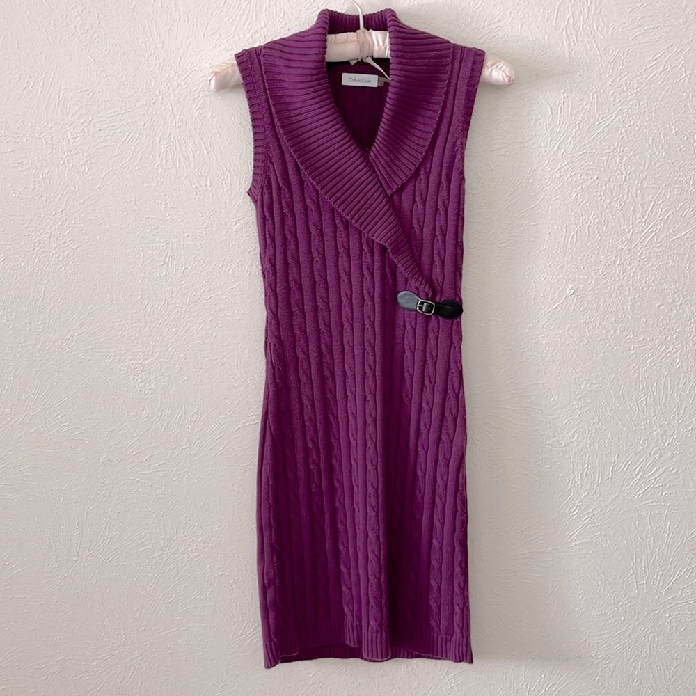 Purple Calvin Klein Cable Knit Dress